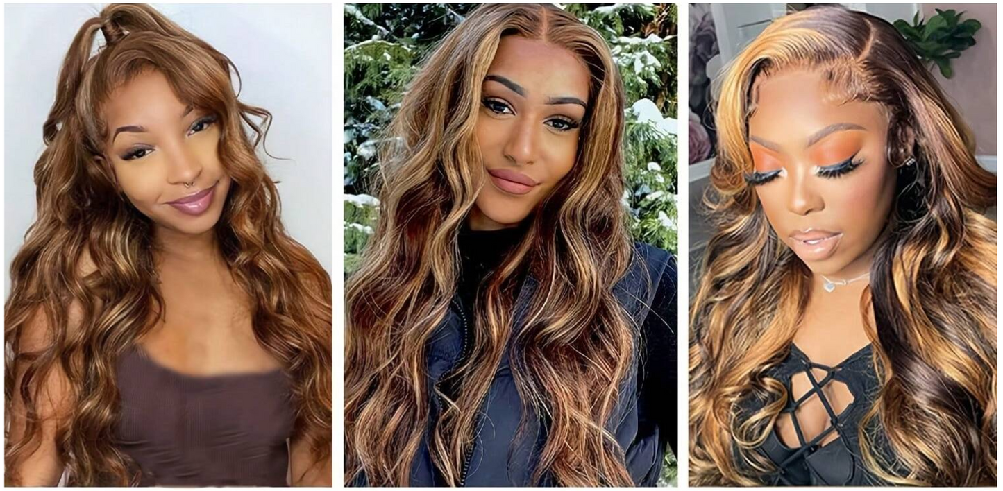 Perruque Body Wave Ombre Miel Blonde